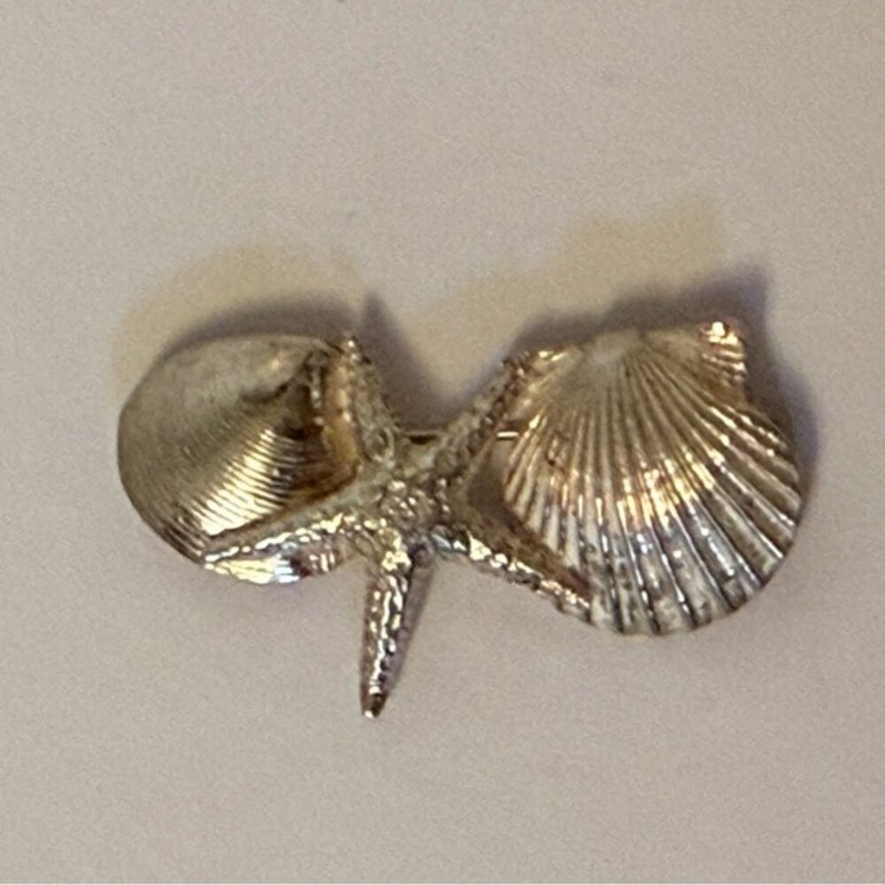 THOMAS TSO TT NATIVE AMERICAN NAVAJO BROOCH STERLING SILVER SEA LIFE SHELLS